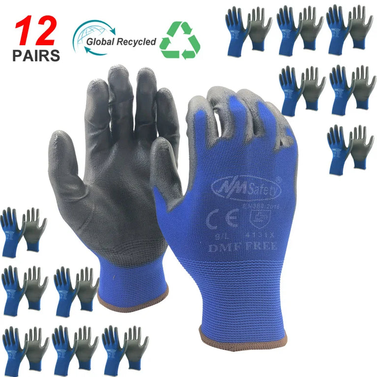PU Coated Nylon Gardening Gloves Breathable Safety Work Gloves