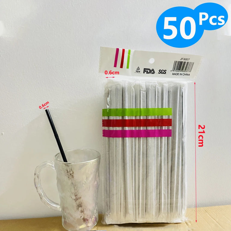 50-1000PCS Paper Black Drinking Straws for Party Kitchen Beverage Use