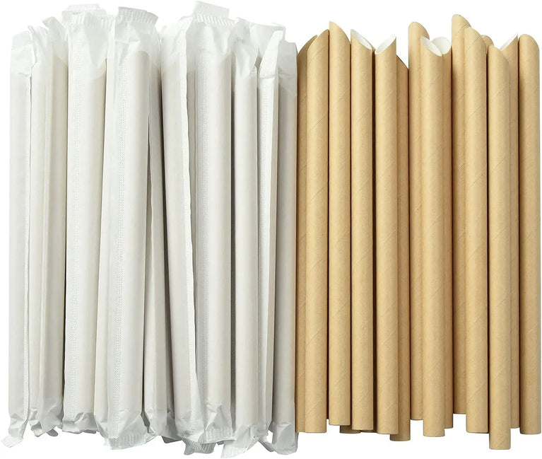 100PCS 12mm x 230mm Individually Wrapped Paper Bubble Tea Straws