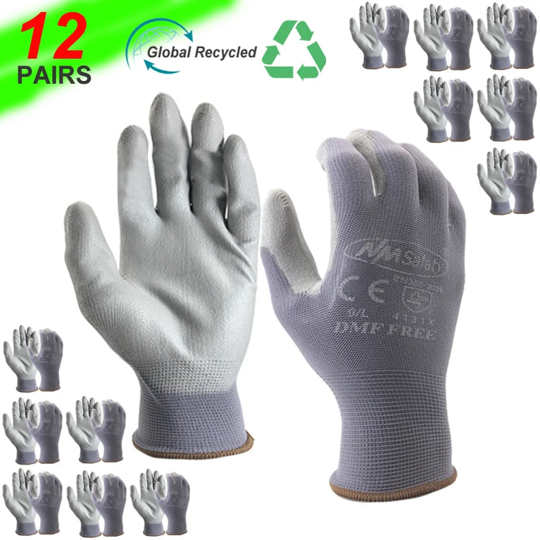 PU Coated Nylon Gardening Gloves Breathable Safety Work Gloves