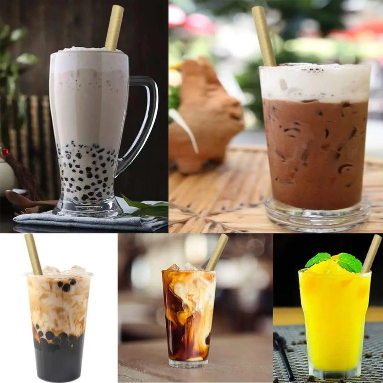 100PCS 12mm x 230mm Individually Wrapped Paper Bubble Tea Straws