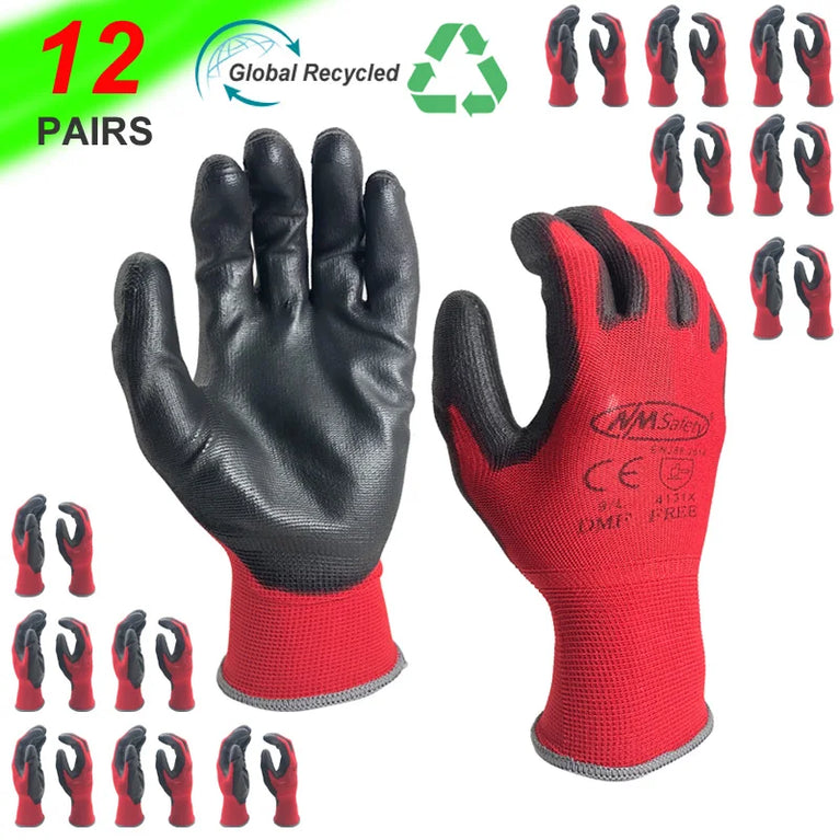 PU Coated Nylon Gardening Gloves Breathable Safety Work Gloves