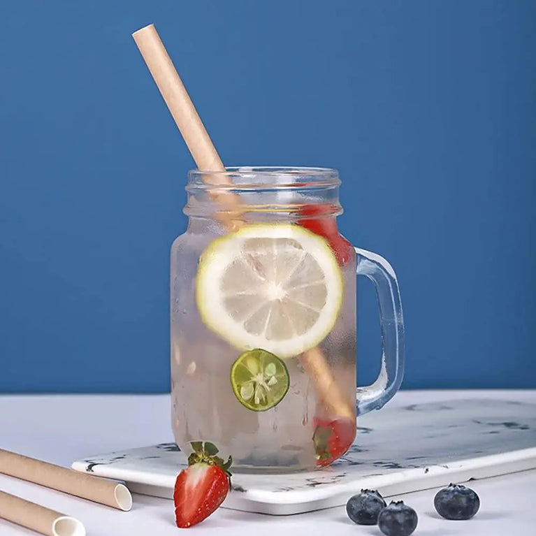 100PCS 12mm x 230mm Individually Wrapped Paper Bubble Tea Straws