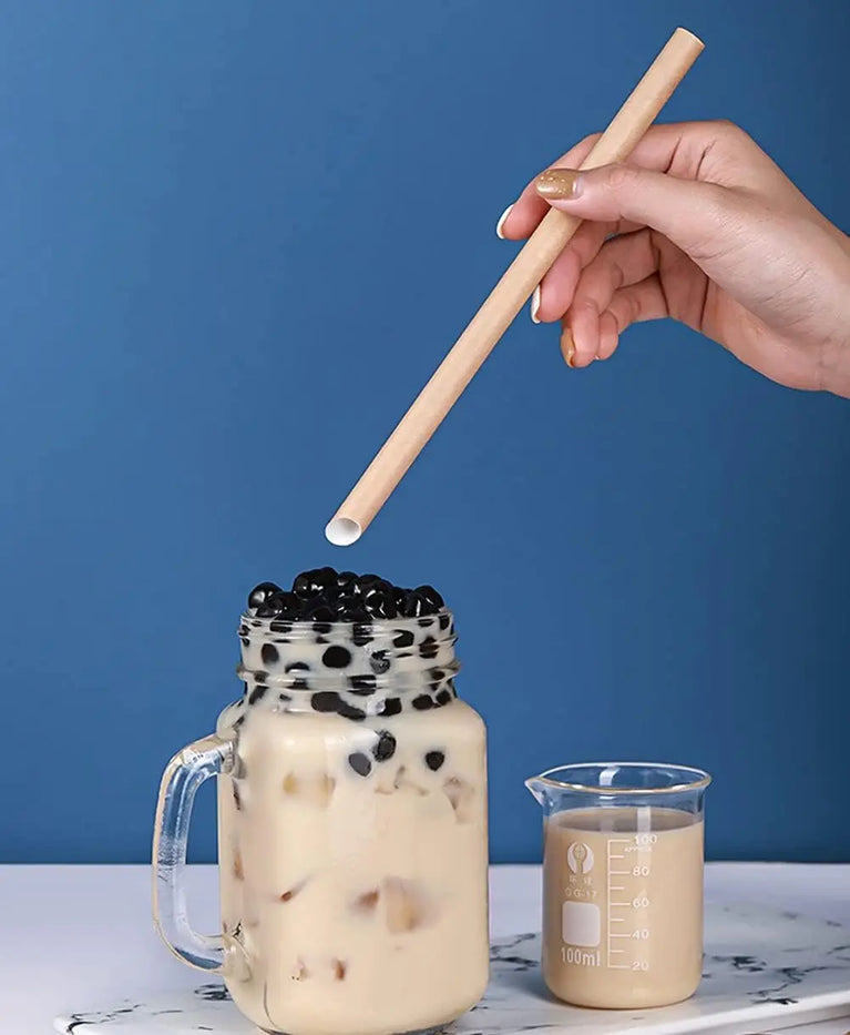 100PCS 12mm x 230mm Individually Wrapped Paper Bubble Tea Straws