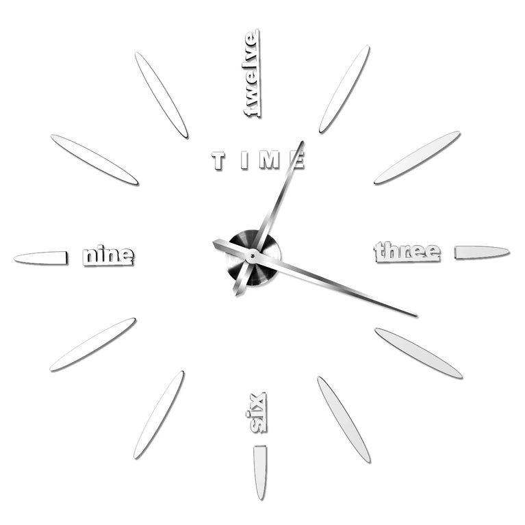 3D DIY Large Wall Clock | Modern Acrylic Mirror Surface Home Décor