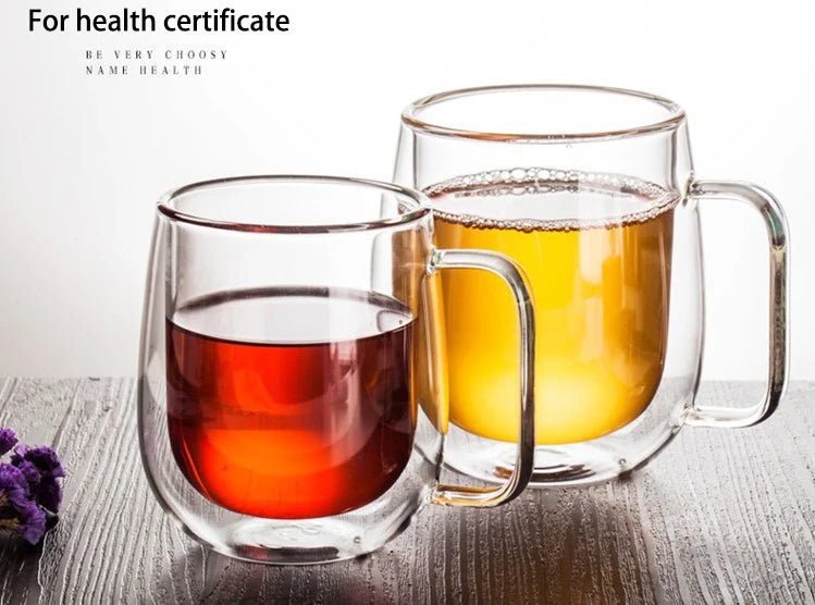 Double-Wall Borosilicate Glass Cup | Heat-Resistant Insulated Drinkware