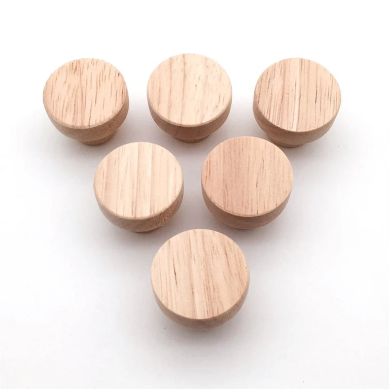 Natural Oak Round Furniture Knobs | Modern Wooden Handles for Cabinets & Drawers
