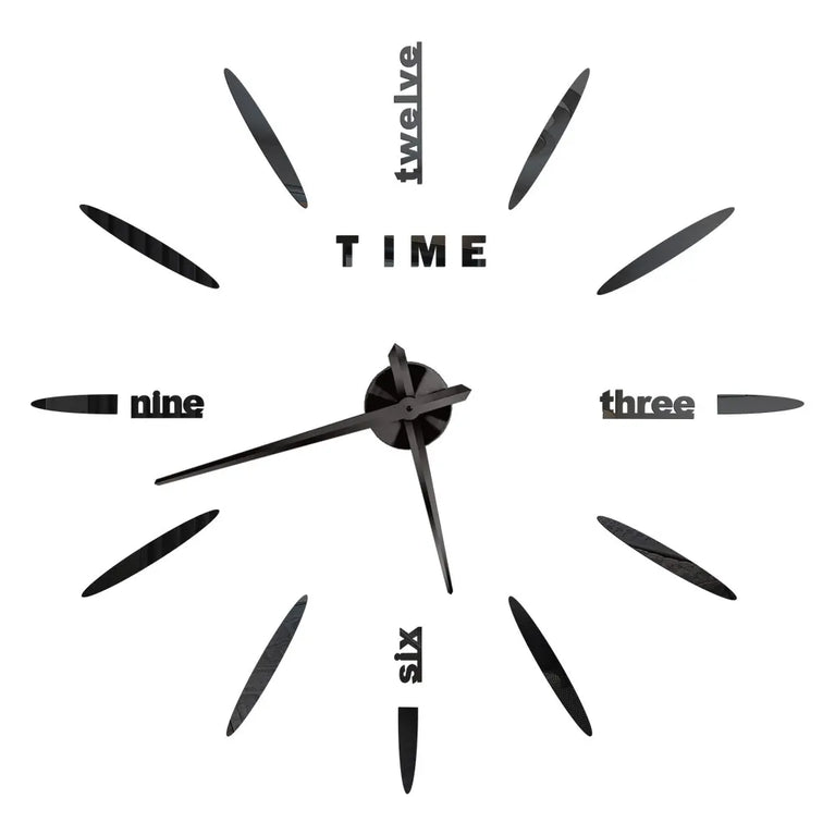 3D DIY Large Wall Clock | Modern Acrylic Mirror Surface Home Décor
