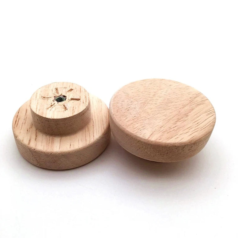 Natural Oak Round Furniture Knobs | Modern Wooden Handles for Cabinets & Drawers