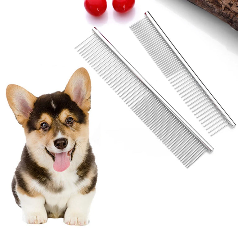 Stainless Steel Dog Comb Long Thick Hair Fur Removal Grooming Dematting Tool