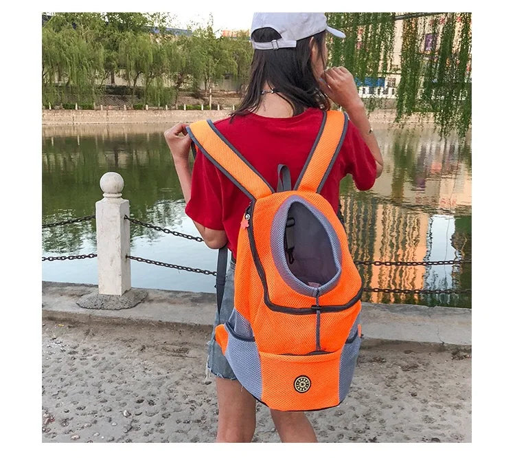 Outdoor Pet Dog Carrier Backpack Front Bag Mesh Double Shoulder Travel Bag