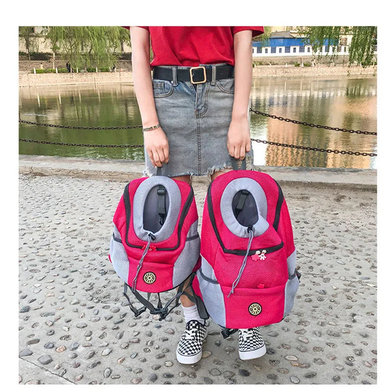 Outdoor Pet Dog Carrier Backpack Front Bag Mesh Double Shoulder Travel Bag