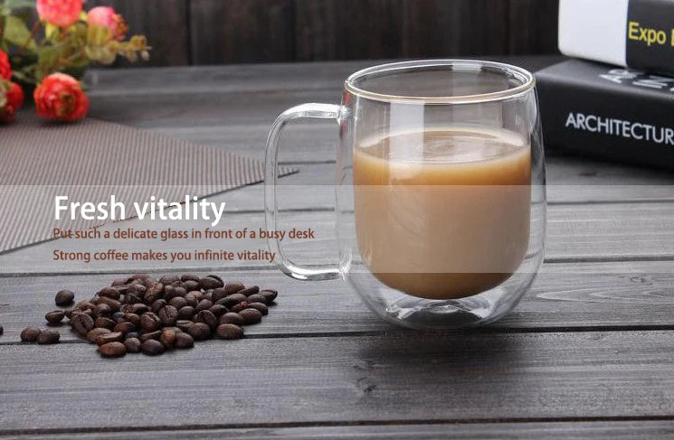 Double-Wall Borosilicate Glass Cup | Heat-Resistant Insulated Drinkware