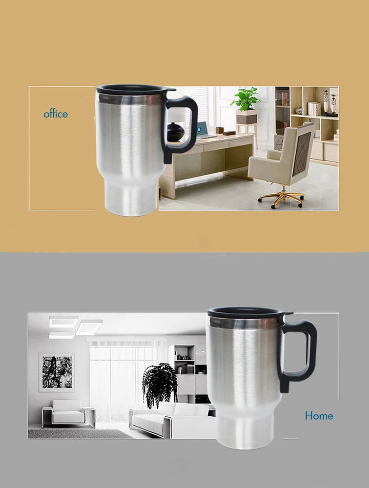 500ml Heated Stainless Steel Travel Mug Electric Car Heating Thermos Cup