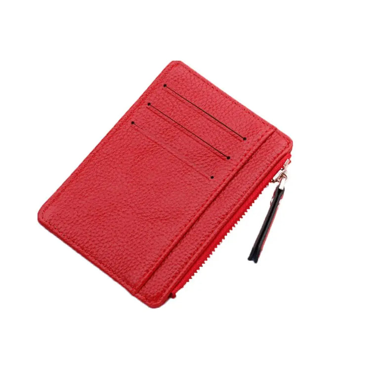 Fashion PU Leather Card Holder | Compact Coin Purse & ID Wallet with Keychain