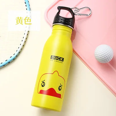 Kids Stainless Steel Straw Water Bottle Cartoon Portable Bottle
