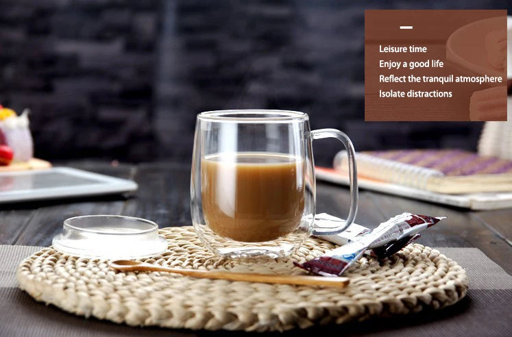 Double-Wall Borosilicate Glass Cup | Heat-Resistant Insulated Drinkware