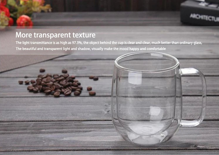 Double-Wall Borosilicate Glass Cup | Heat-Resistant Insulated Drinkware