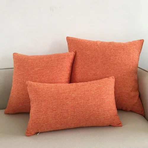 Linen-Blend Decorative Cushion Cover | Solid Color Sofa & Chair Pillow Case