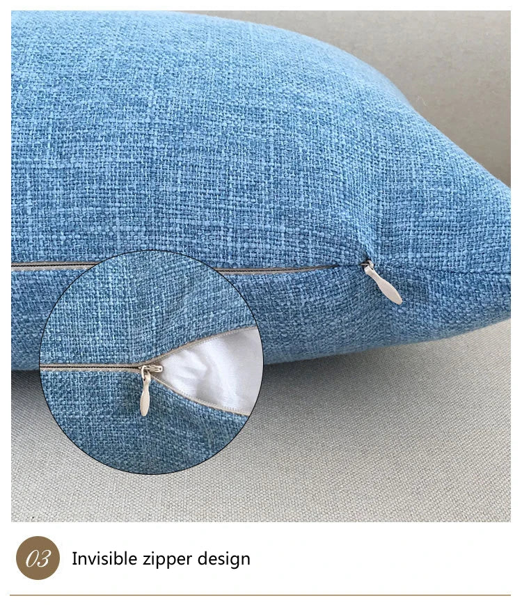 Linen-Blend Decorative Cushion Cover | Solid Color Sofa & Chair Pillow Case