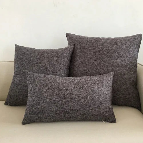 Linen-Blend Decorative Cushion Cover | Solid Color Sofa & Chair Pillow Case