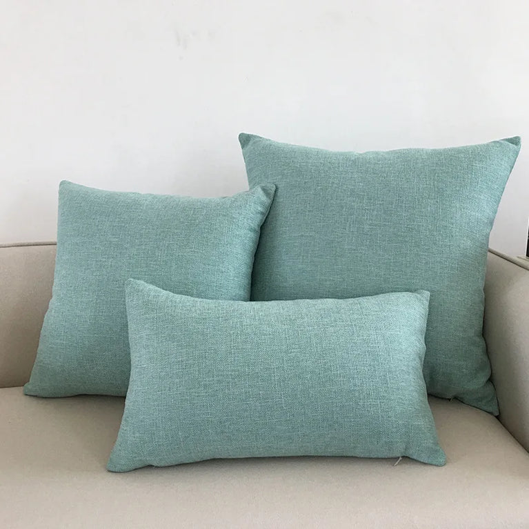 Linen-Blend Decorative Cushion Cover | Solid Color Sofa & Chair Pillow Case