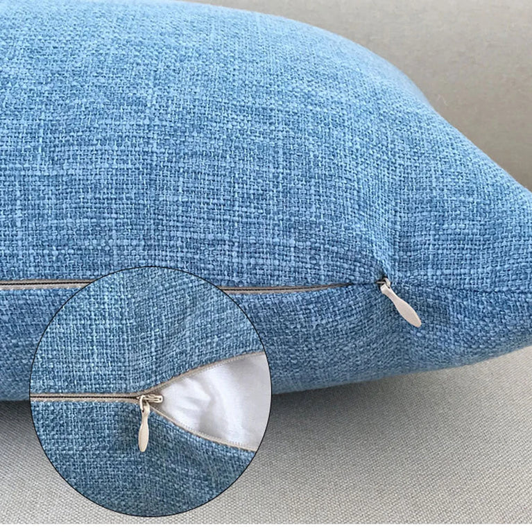 Linen-Blend Decorative Cushion Cover | Solid Color Sofa & Chair Pillow Case