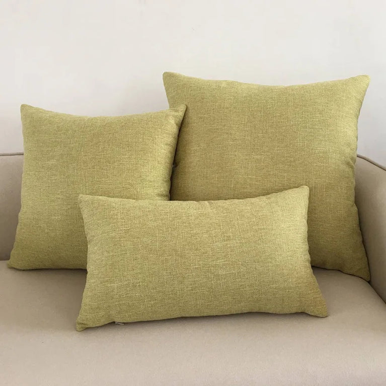 Linen-Blend Decorative Cushion Cover | Solid Color Sofa & Chair Pillow Case