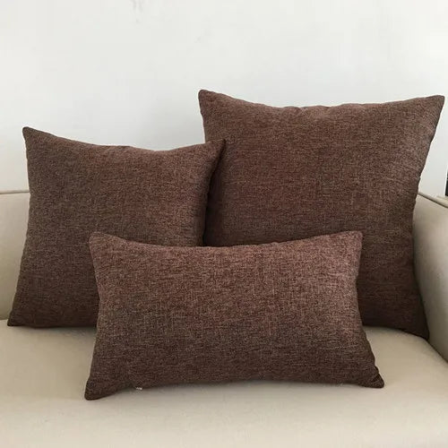 Linen-Blend Decorative Cushion Cover | Solid Color Sofa & Chair Pillow Case