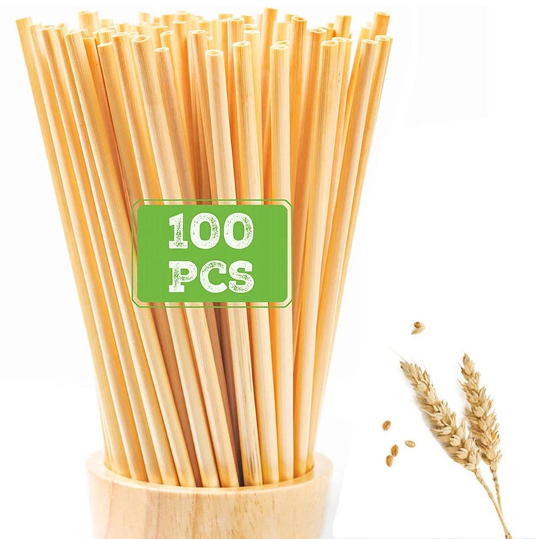100PCS Disposable Wheat Straw Eco-Friendly Natural Drinking Straws