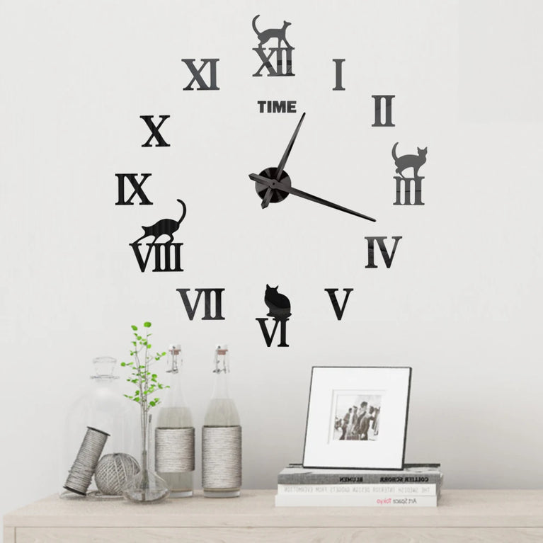 3D DIY Large Wall Clock | Modern Acrylic Mirror Surface Home Décor