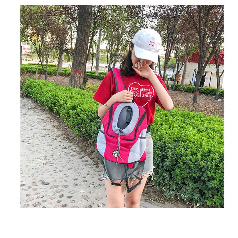 Outdoor Pet Dog Carrier Backpack Front Bag Mesh Double Shoulder Travel Bag