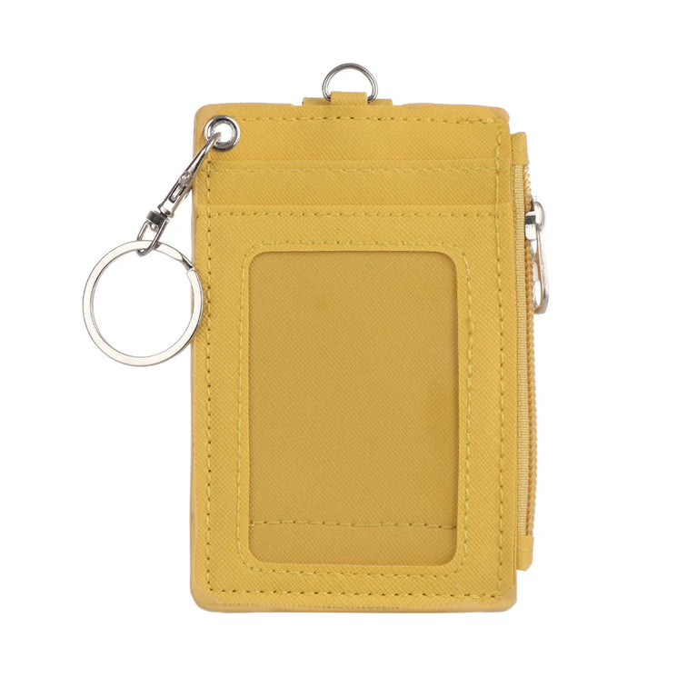 Fashion PU Leather Card Holder | Compact Coin Purse & ID Wallet with Keychain
