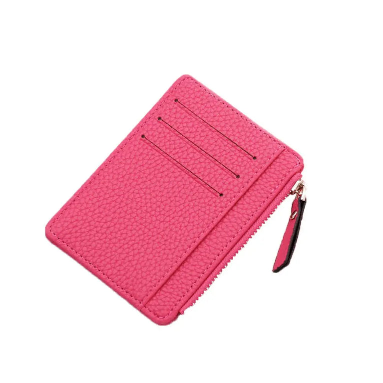 Fashion PU Leather Card Holder | Compact Coin Purse & ID Wallet with Keychain