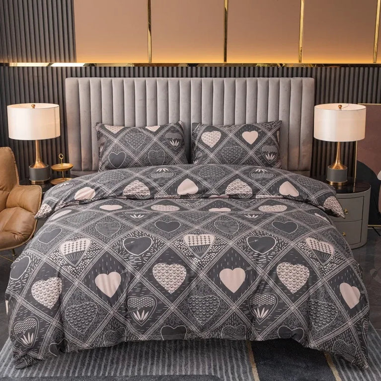 3-Piece Printed Brushed Duvet Cover Set | Soft & Breathable Bedding Collection