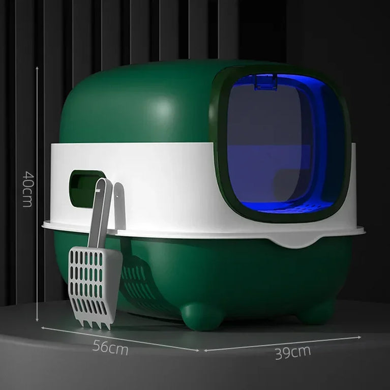 Fully Enclosed Oversized Cat Litter Box | Deodorizing Flip-Top Pet Toilet