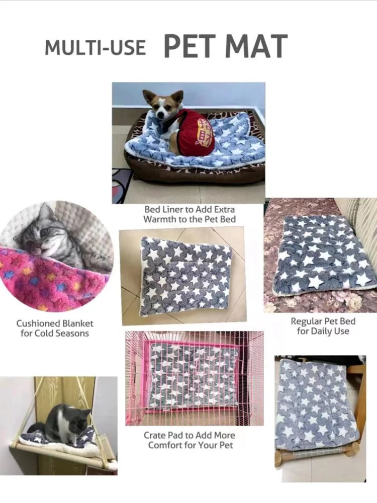 Flannel Pet Mat Dog Bed Cat Bed Thicken Sleeping Mat Cooling Heating Pad for Cats & Pets Comfort Rug