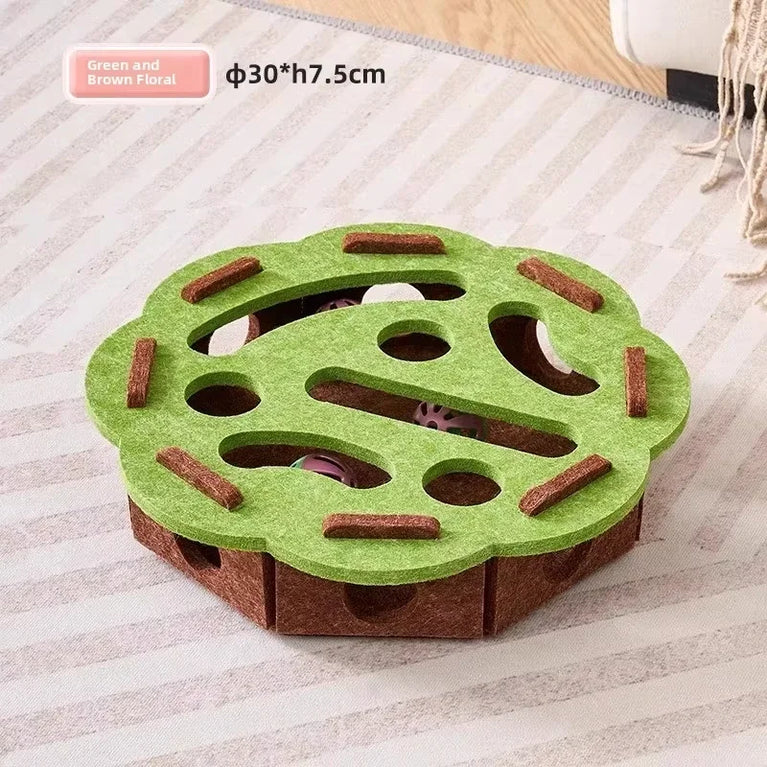 Cat Puzzle Toy Felt Box with Ball Indoor Interactive Cat Toy Fun
