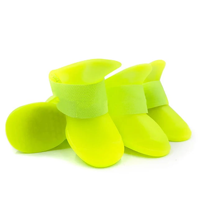 4-Piece Waterproof Pet Rain Boots | Anti-Slip Rubber Shoes