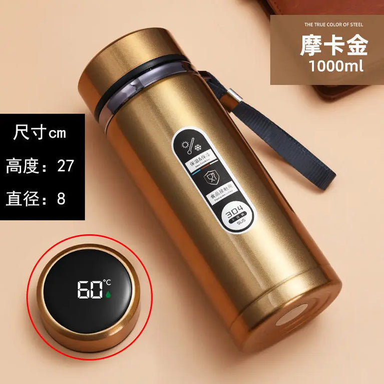 800–1000ml Stainless Steel Vacuum Insulated Sports Water Bottle Smart Lid Thermos Flask