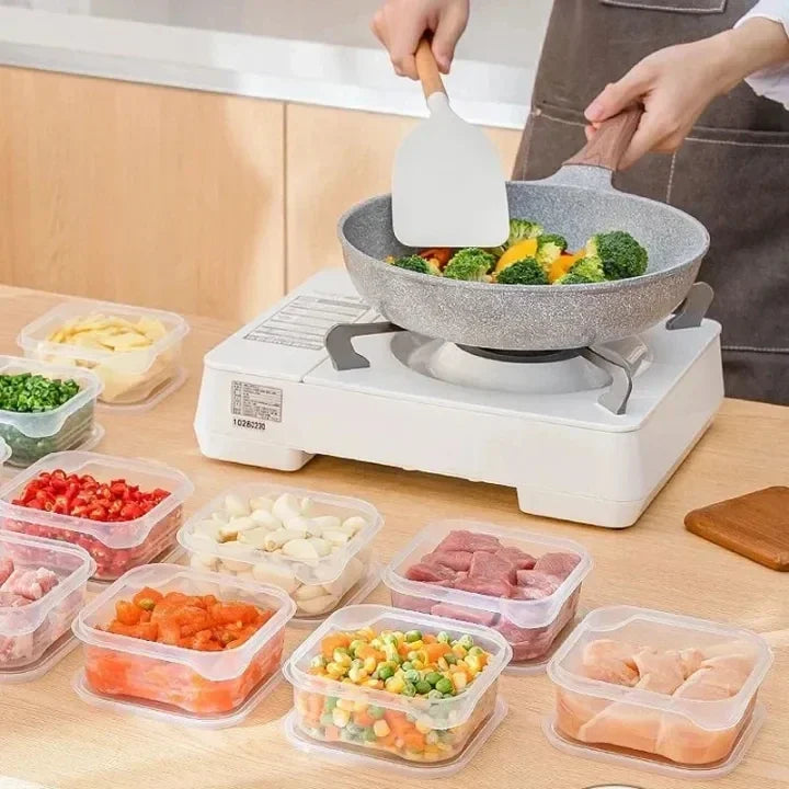 Small Transparent PP Food Preservation Boxes Refrigerator Sealed Storage Container Set