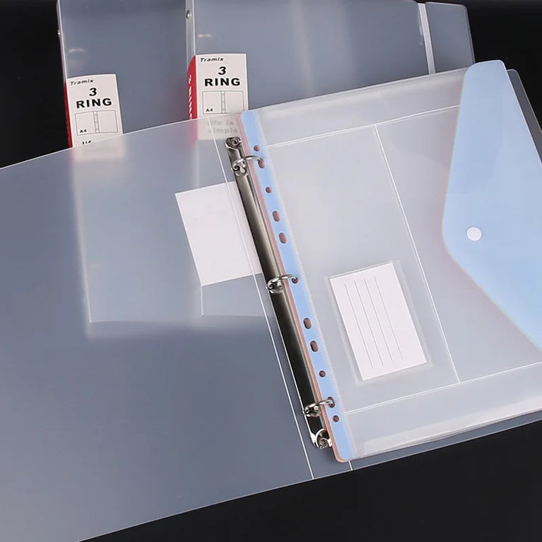 A4 Loose-Leaf Plastic Document Bag | 11-Hole Binder Compatible Envelopes