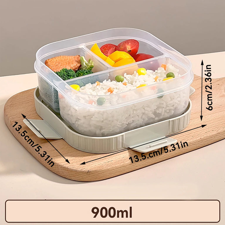 Portable Plastic Divided Lunch Box Kids Student School Picnic Sealed Microwave Bento Container
