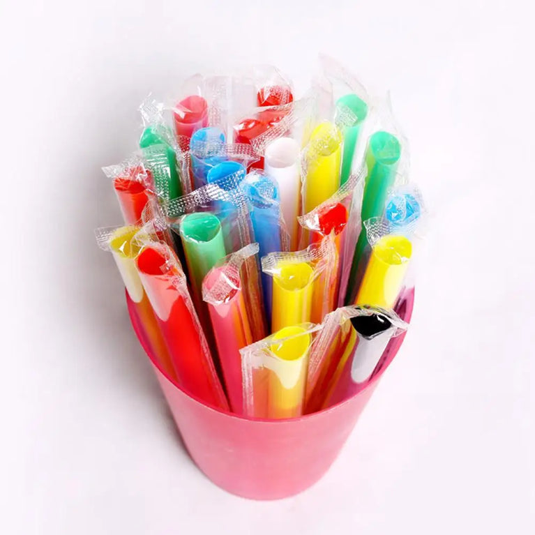 50PCS Jumbo Colored Bubble Tea Straws 19cm Disposable Use