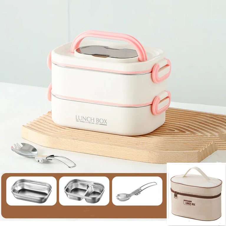 Stainless Steel 304 Thermal Lunch Box with Insulation Bag 1500ml