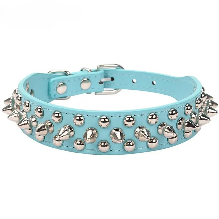 Adjustable Leather Dog Collar Punk Rivet Spiked Neck Strap