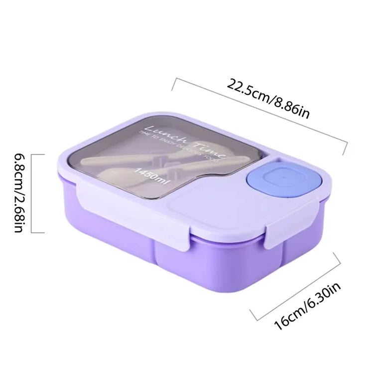 Oval Silicone Bento Lunch Box Microwaveable Leakproof 3 Grid Snack Food Storage Container