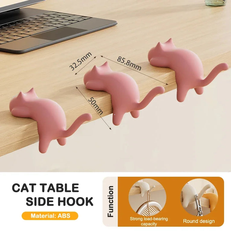 Cute Cat Bag Hook Portable Table Hanger Desk Organiser Holder Stand
