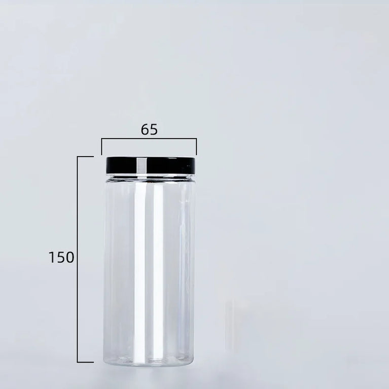 Black Lid Wide Mouth Circular Plastic Storage Bucket Airtight Food Container