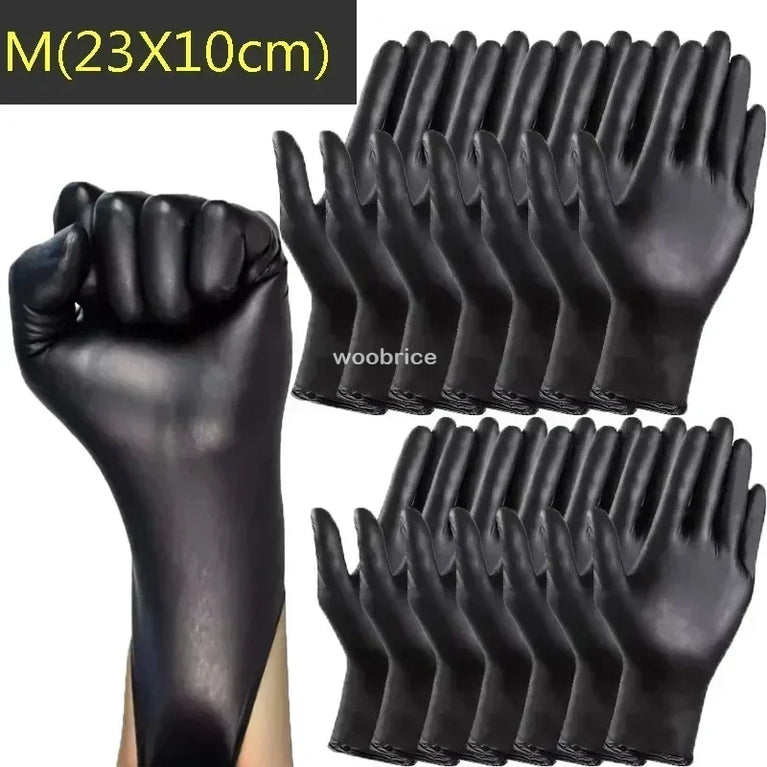 Disposable Black Nitrile Gloves Latex Free Waterproof Kitchen Gloves 100PCS